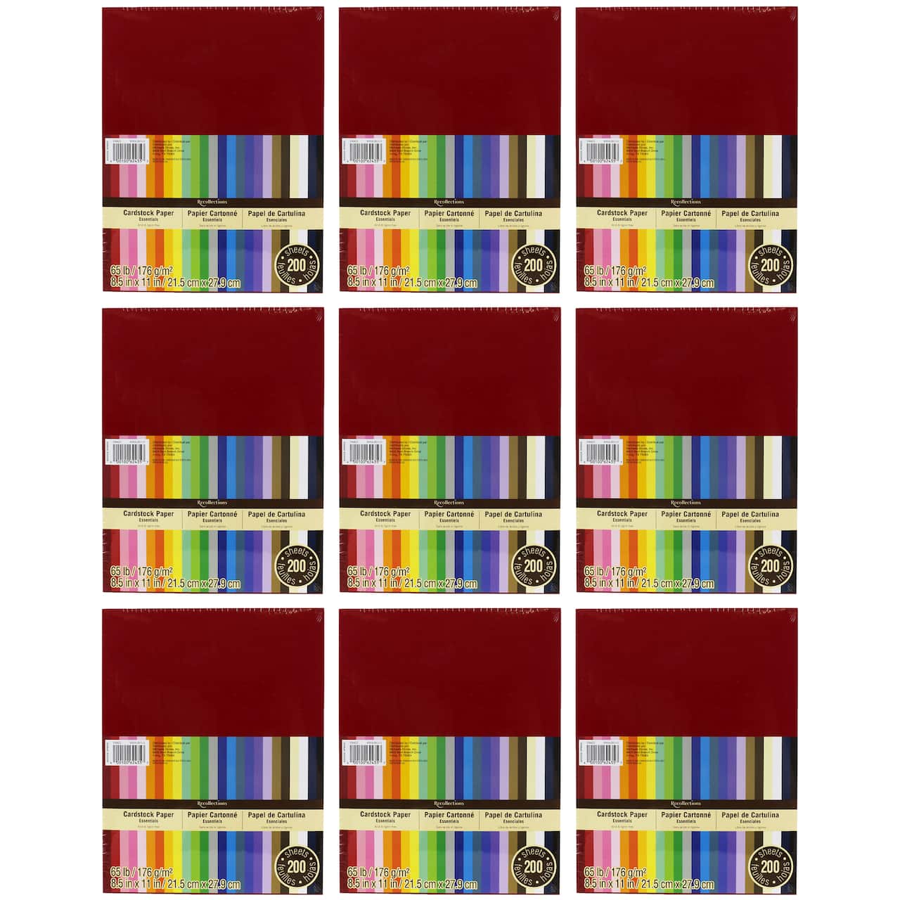 9 Packs: 200 ct. (1,800 total) Essentials 8.5" x 11" Cardstock Paper by Recollections™